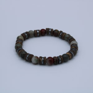 Jasper, Coconut, and Hematite Bracelet