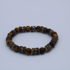 Tiger's Eye, Coconut, and Hematite Bracelet