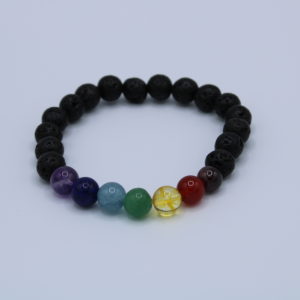 Lava Beads and Rainbow Gemstones Bracelet